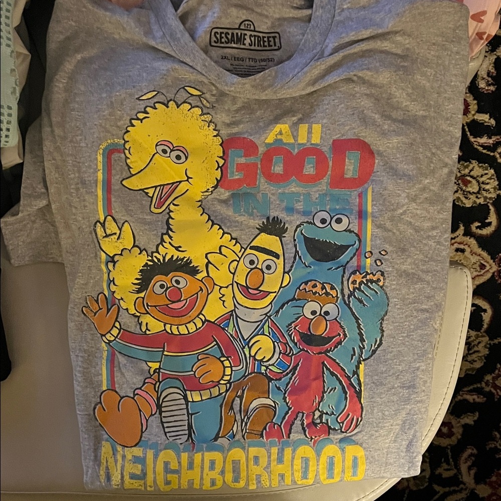 Sesame Street,Big Bird, Cookie,Ernie,Bert,Elmo, All Good in the Neighborhood Tee
